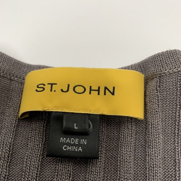 St. John Womens size Large Brown Wool Blend Ribbed Color Block Sweater Pullover - Picture 10 of 13